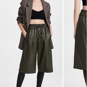 3.1 Phillip Lim Olive Green High-Waist Faux Leather Culottes